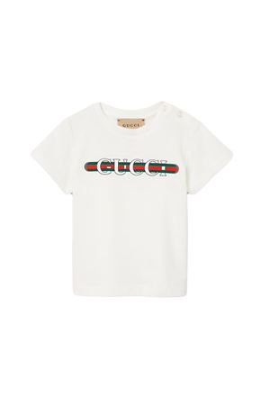 white cotton tshirt GUCCI KIDS | 548034XJGPI9214